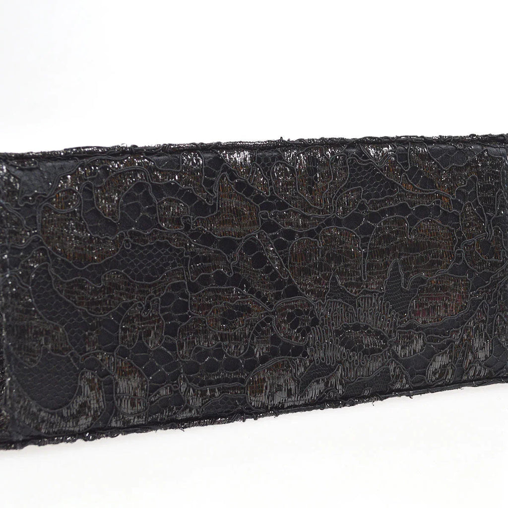 Chanel * 1997-1999 Lace Both Side Handbag Black Satin