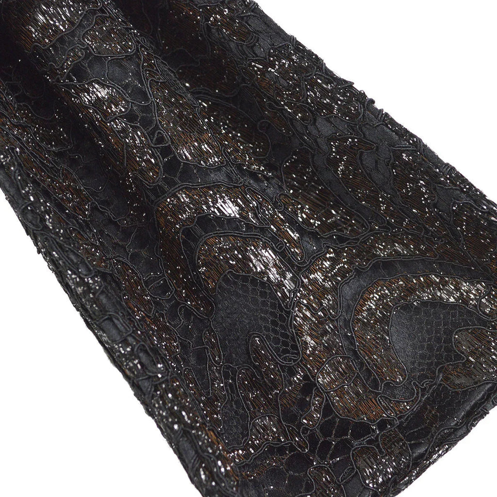 Chanel * 1997-1999 Lace Both Side Handbag Black Satin