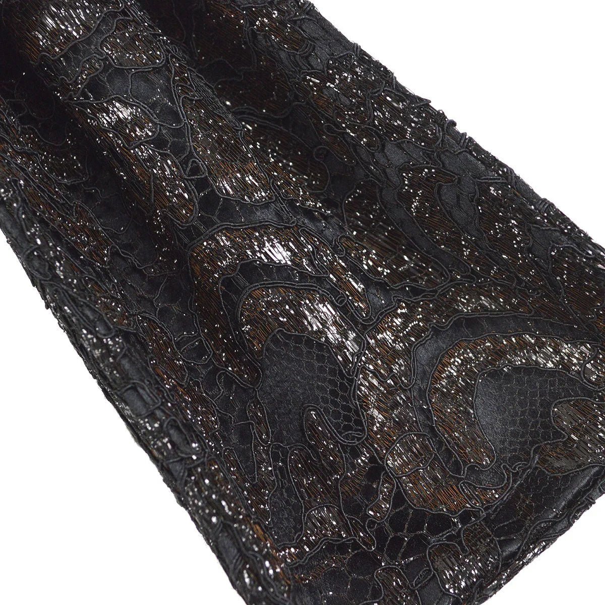Chanel * 1997-1999 Lace Both Side Handbag Black Satin