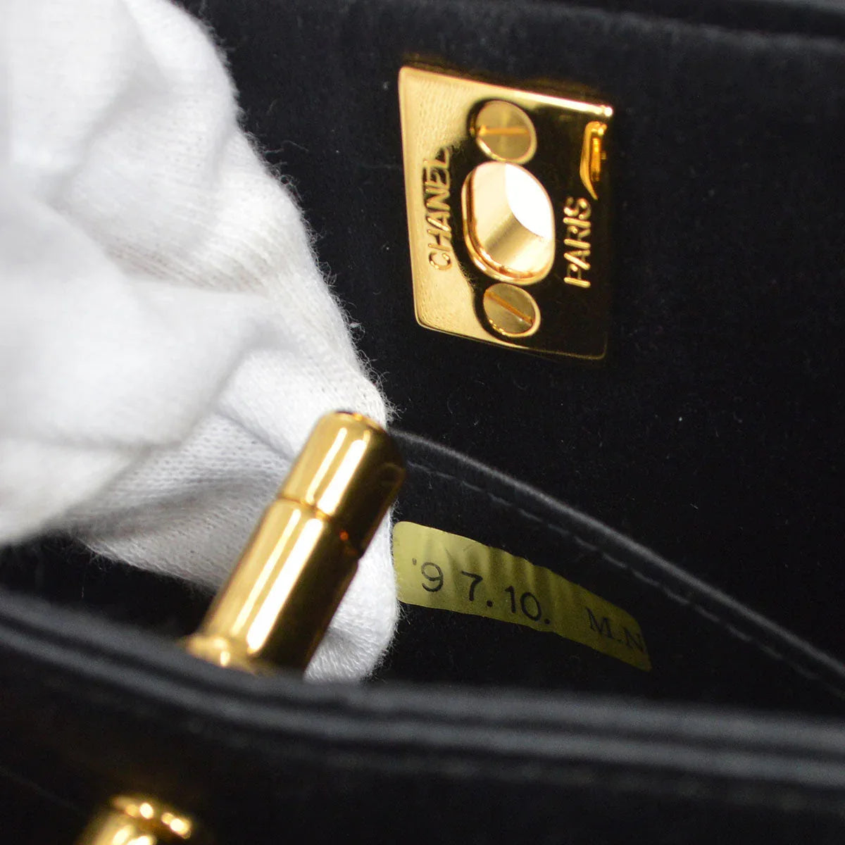 Chanel * 1997-1999 Lace Both Side Handbag Black Satin