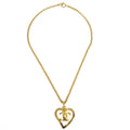 Chanel 1995 Gold CC Heart Cutout Pendant Necklace