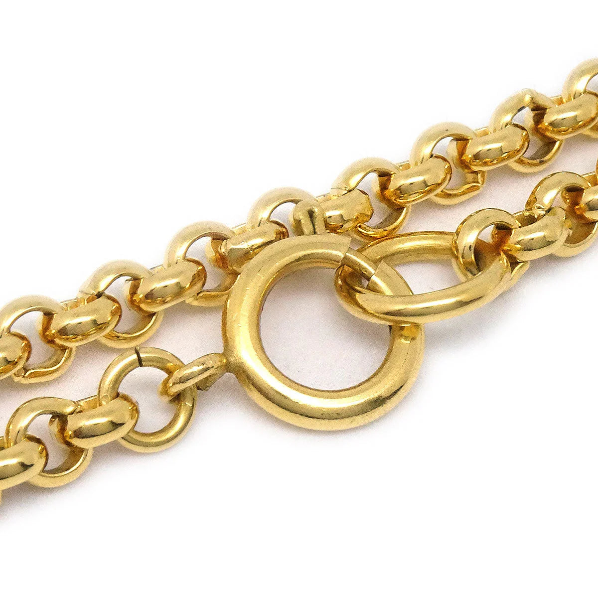 Chanel 1995 Gold CC Heart Cutout Pendant Necklace