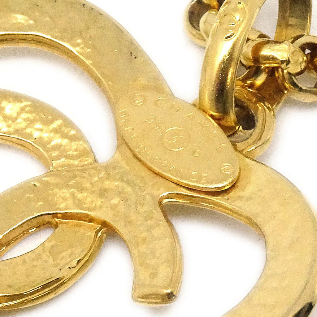 Chanel 1995 Gold CC Heart Cutout Pendant Necklace