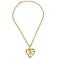 Chanel 1995 Gold CC Heart Cutout Pendant Necklace