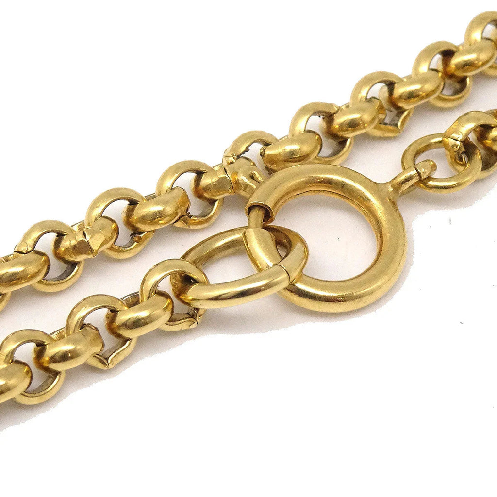Chanel 1995 Gold CC Heart Cutout Pendant Necklace