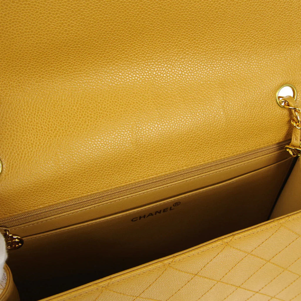 CHANEL 1998 Classic Single Flap Jumbo Camel Caviar
