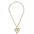 Chanel 1995 Gold CC Heart Cutout Pendant Necklace