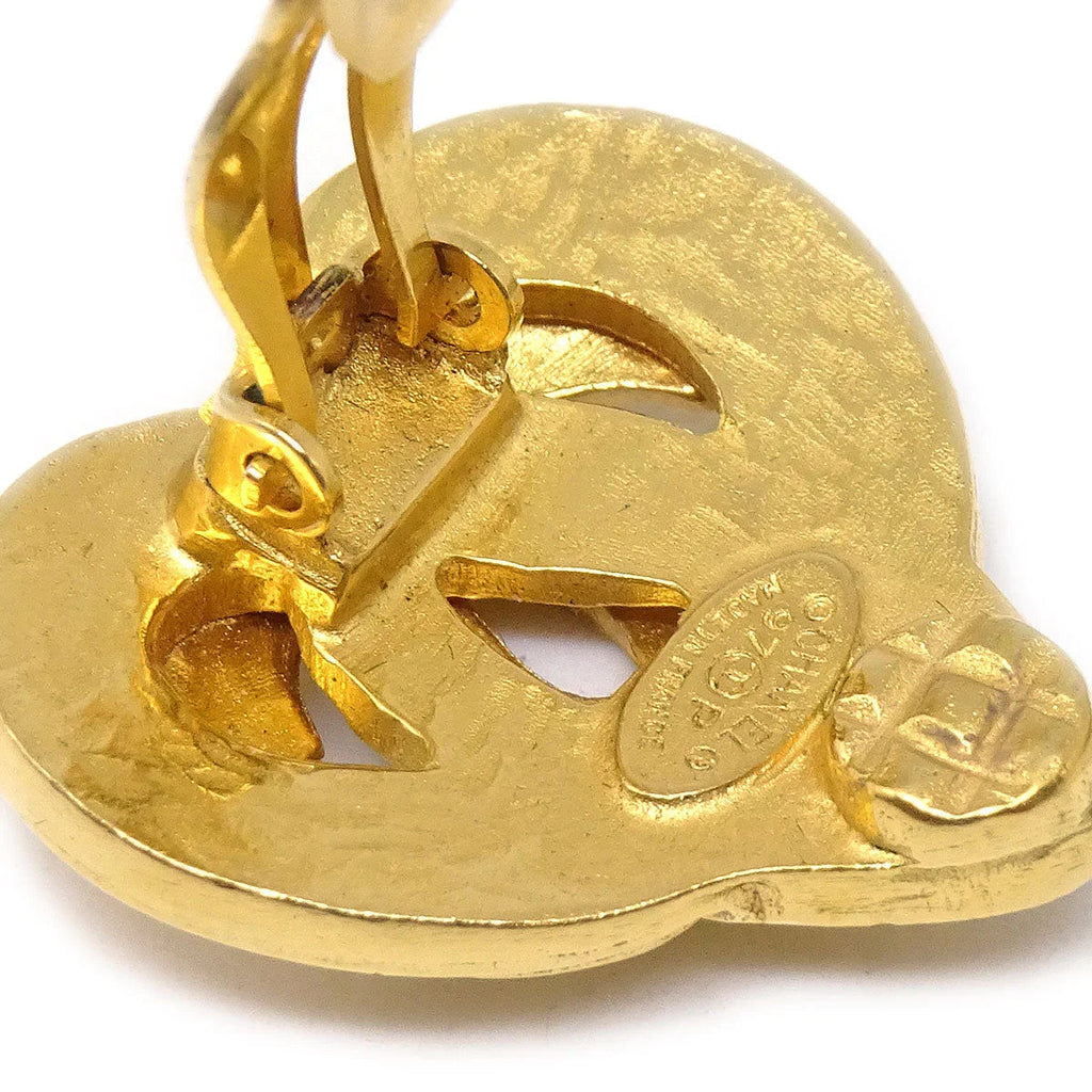 Chanel 1997 Heart Earrings Gold Clip-On 97P