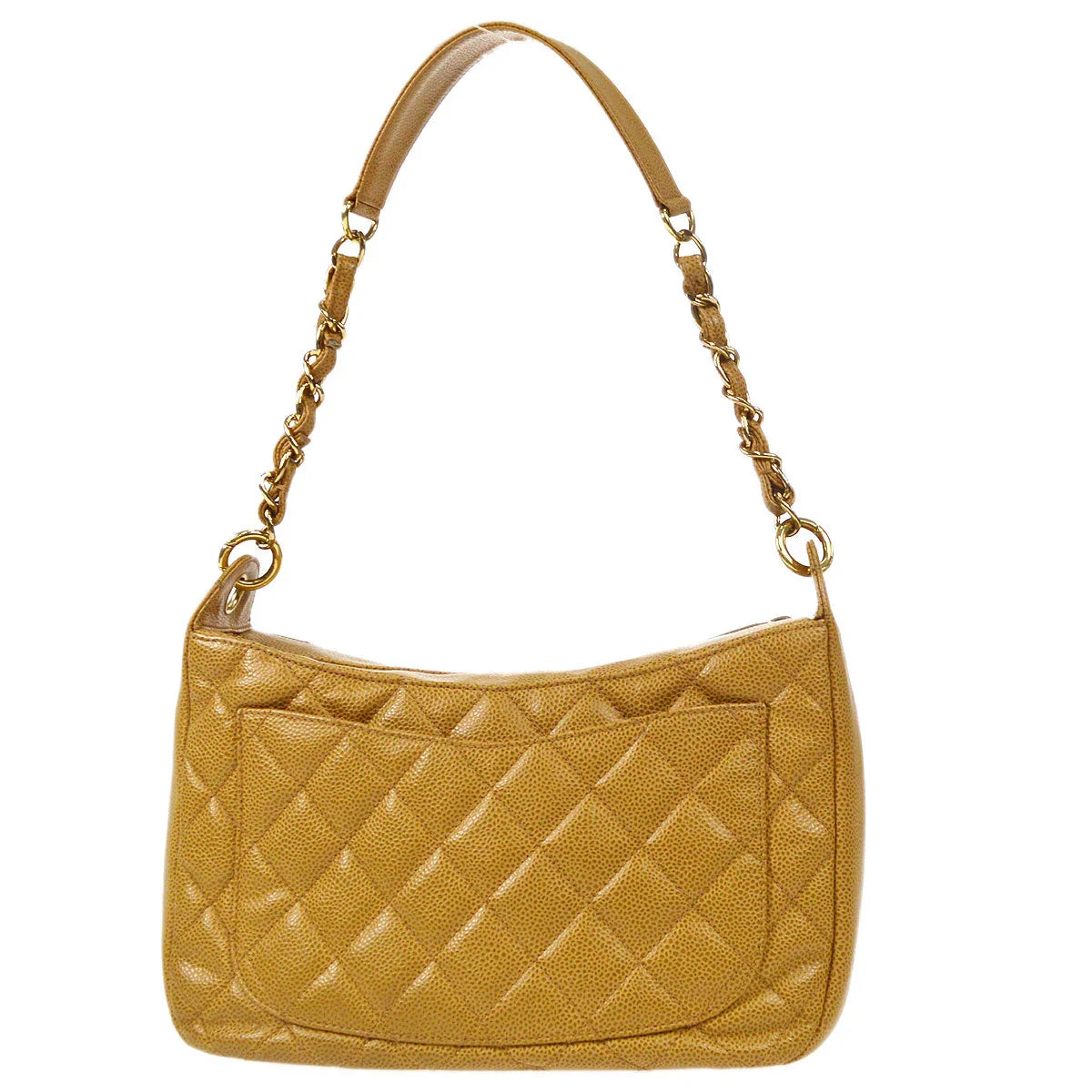 Chanel 2002-2003 Beige Caviar Hobo Bag