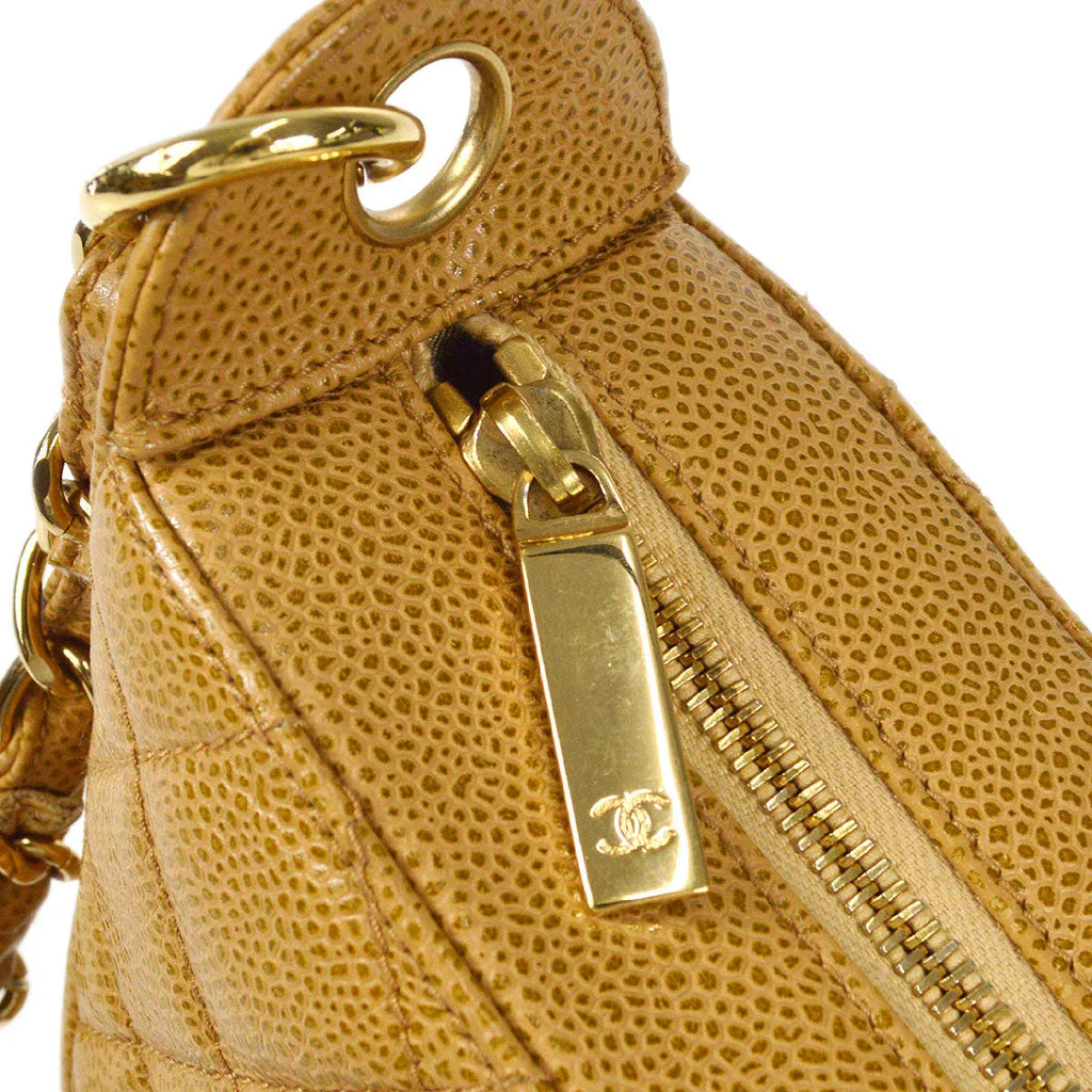 Chanel 2002-2003 Beige Caviar Hobo Bag