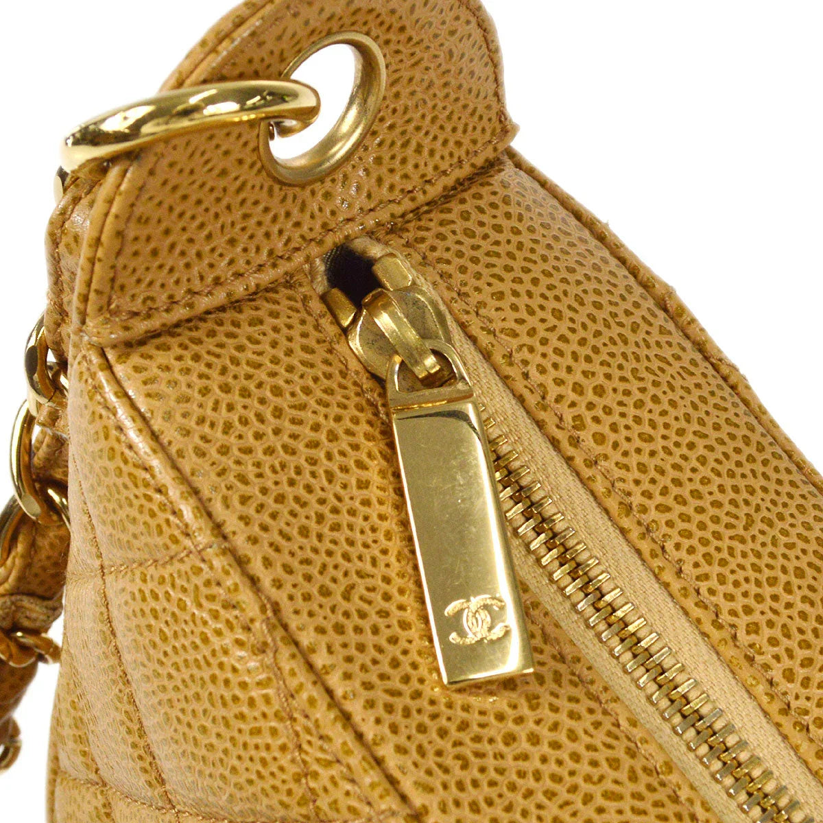Chanel 2002-2003 Beige Caviar Hobo Bag