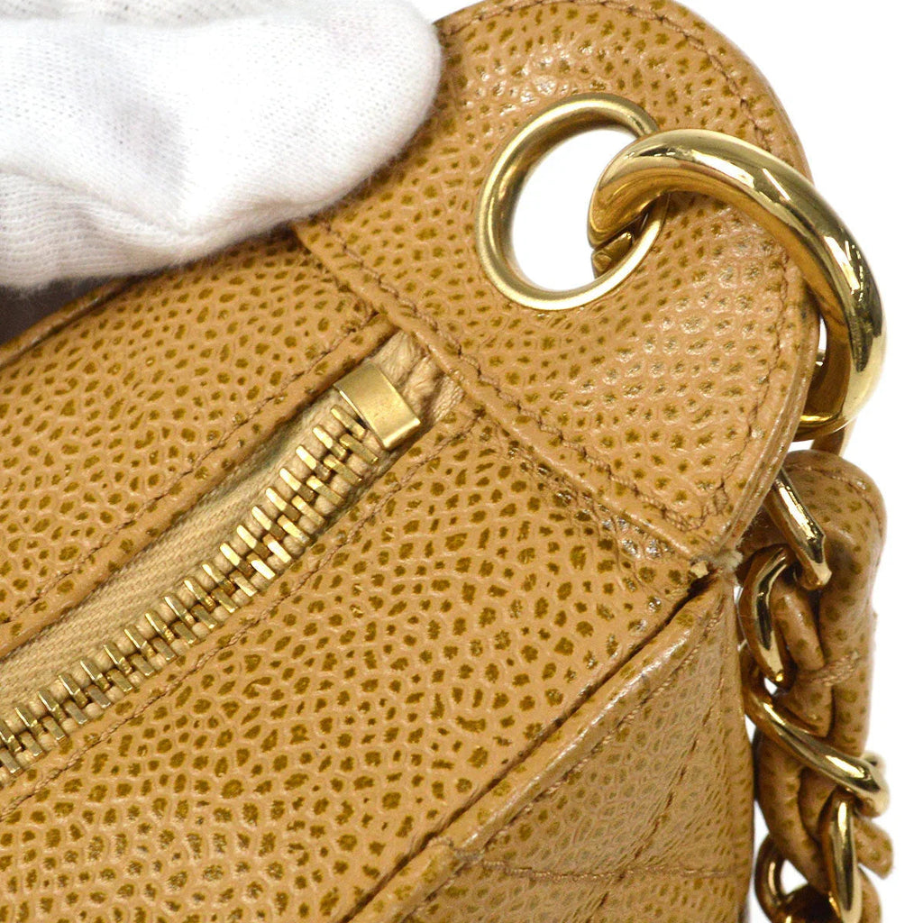 Chanel 2002-2003 Beige Caviar Hobo Bag