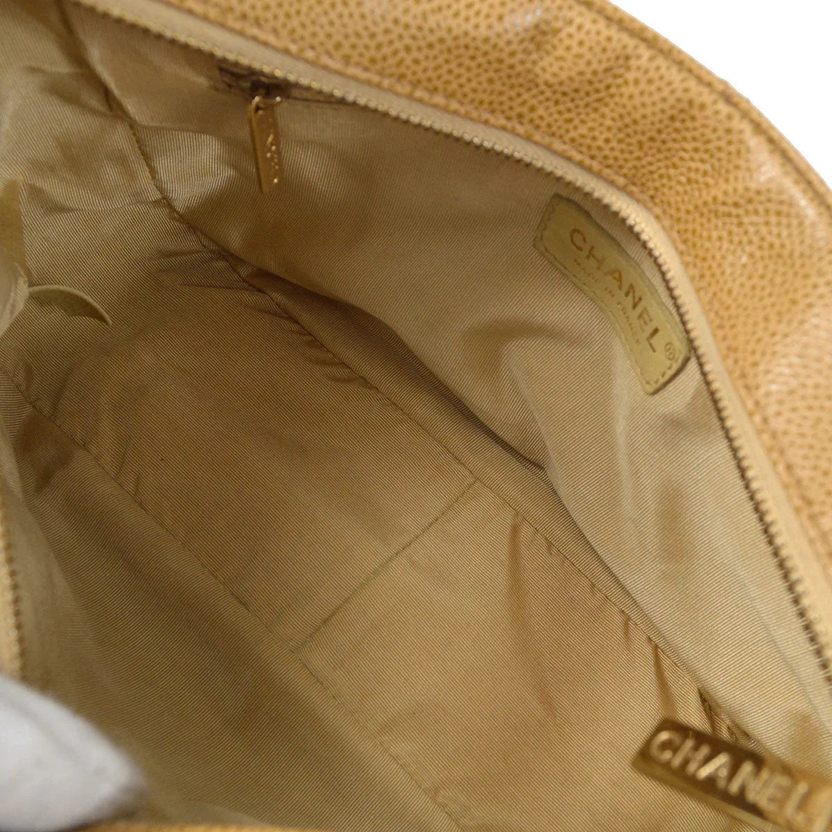 Chanel 2002-2003 Beige Caviar Hobo Bag