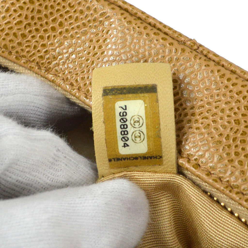 Chanel 2002-2003 Beige Caviar Hobo Bag