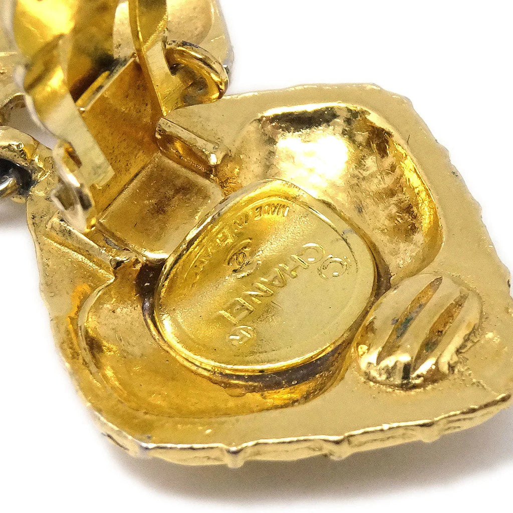 Chanel 1980s Dangle Bow Earrings Gold Clip-On