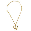 Chanel 1995 Gold CC Heart Cutout Pendant Necklace