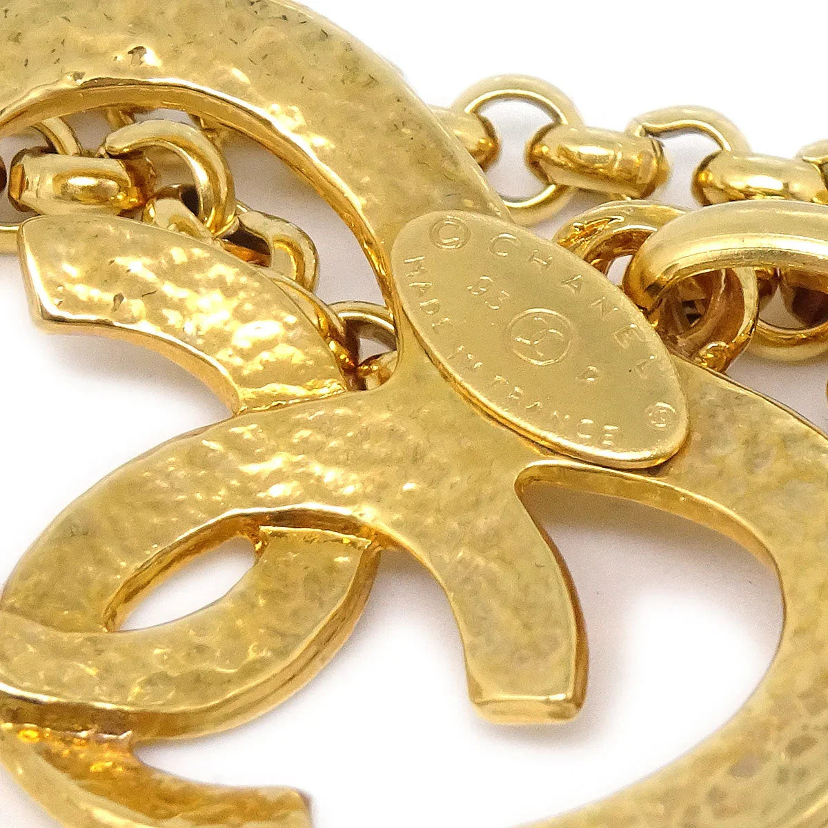 Chanel 1995 Gold CC Heart Cutout Pendant Necklace