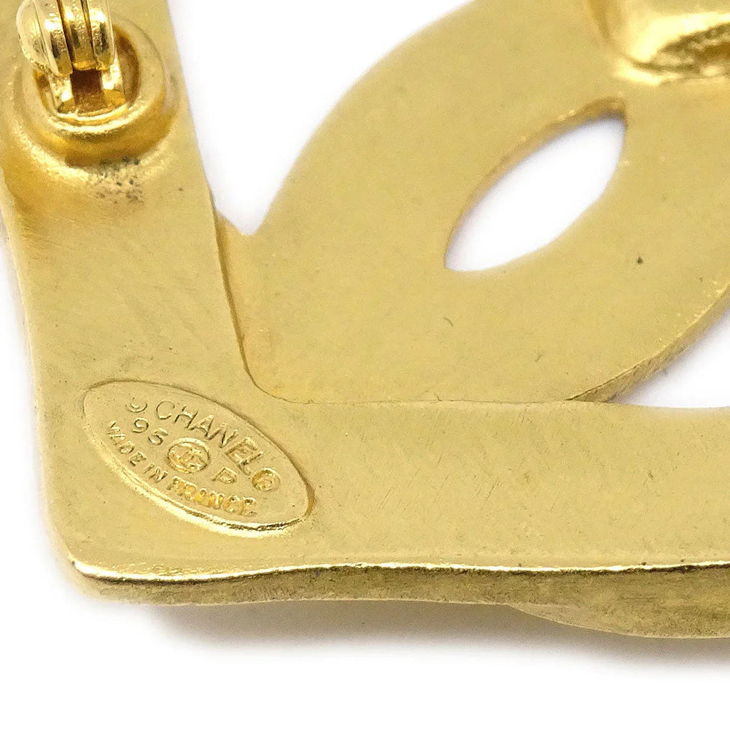 CHANEL 1995 Heart Brooch Pin Gold