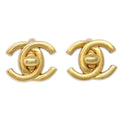 CHANEL 1996 Turnlock Earrings Clip-On Gold 96P