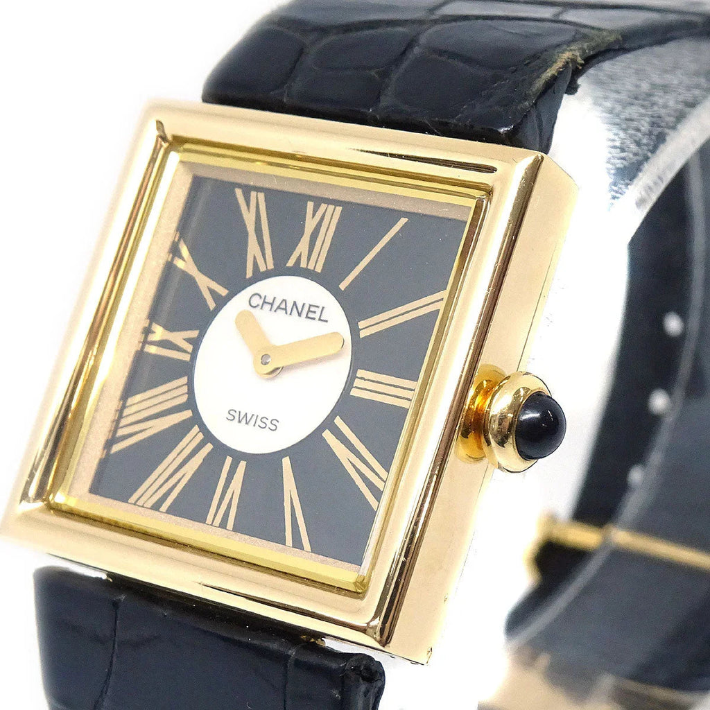 Chanel Mademoiselle Watch Quartz 18KYG Alligator