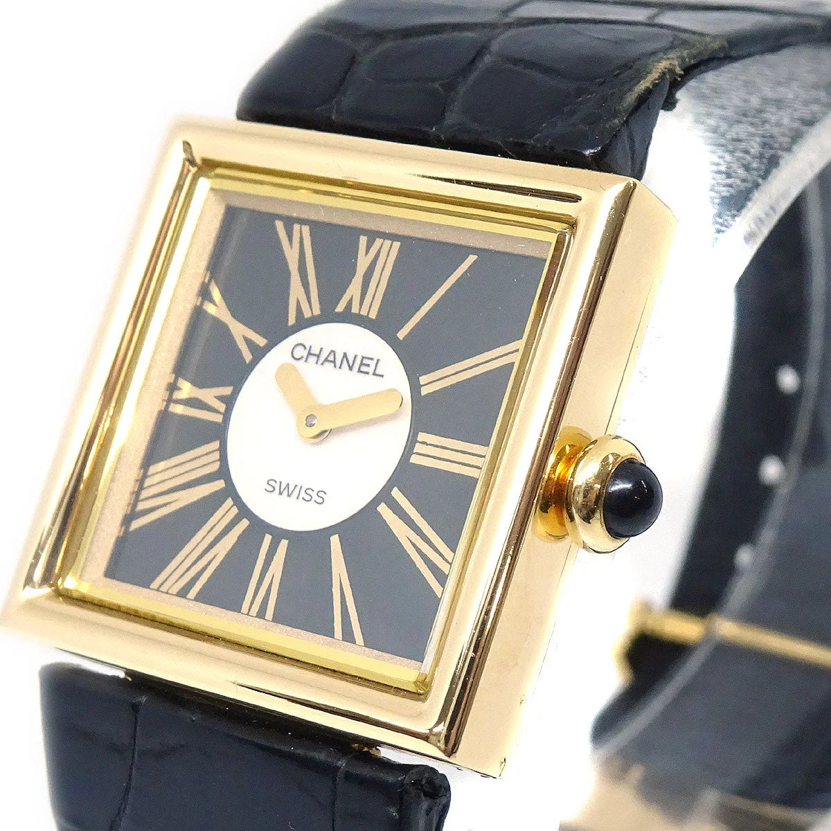 Chanel Mademoiselle Watch Quartz 18KYG Alligator