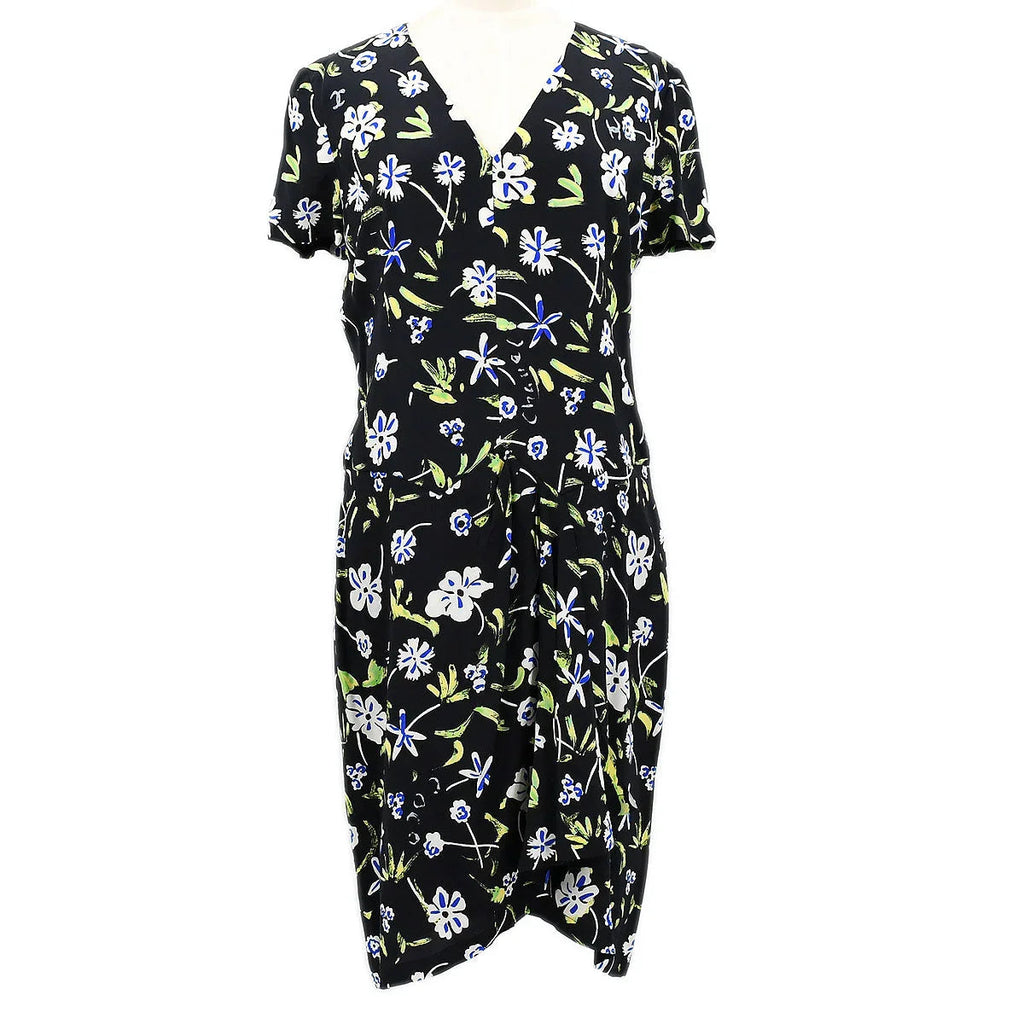 Chanel 1997 Spring floral-print draped silk dress #42