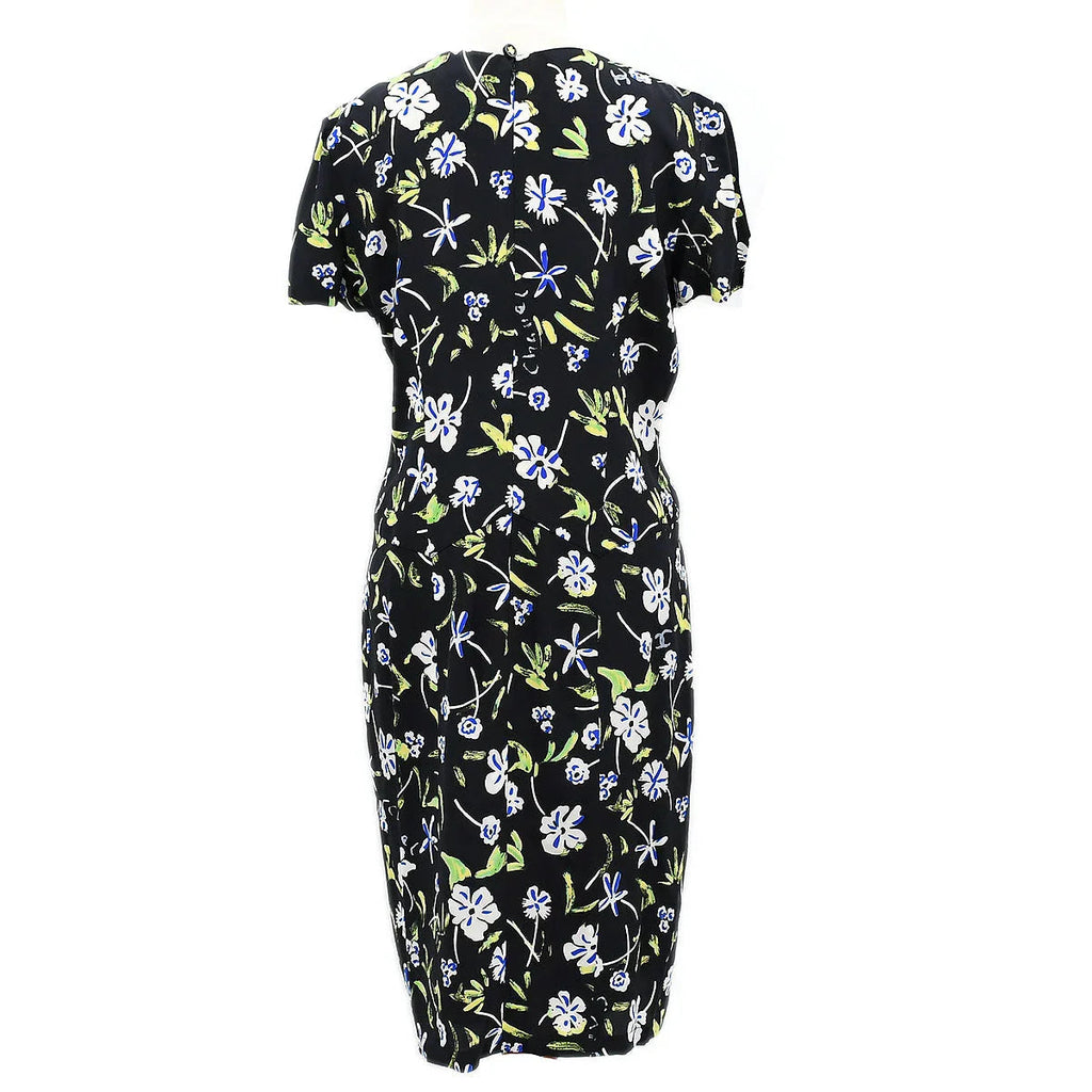 Chanel 1997 Spring floral-print draped silk dress #42