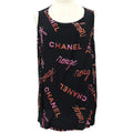 Chanel 1996 Spring Logo Pattern Sleeveless Silk Blouse #42