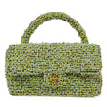 CHANEL 1991-1994 Classic Flap Handbag Medium Tweed Green