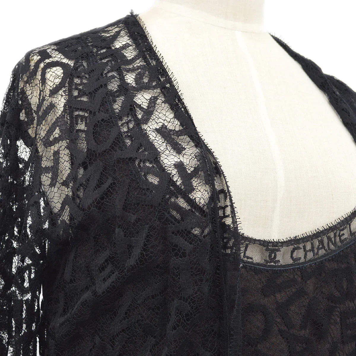 Chanel 1998 Fall logo-lettering lace dress #38
