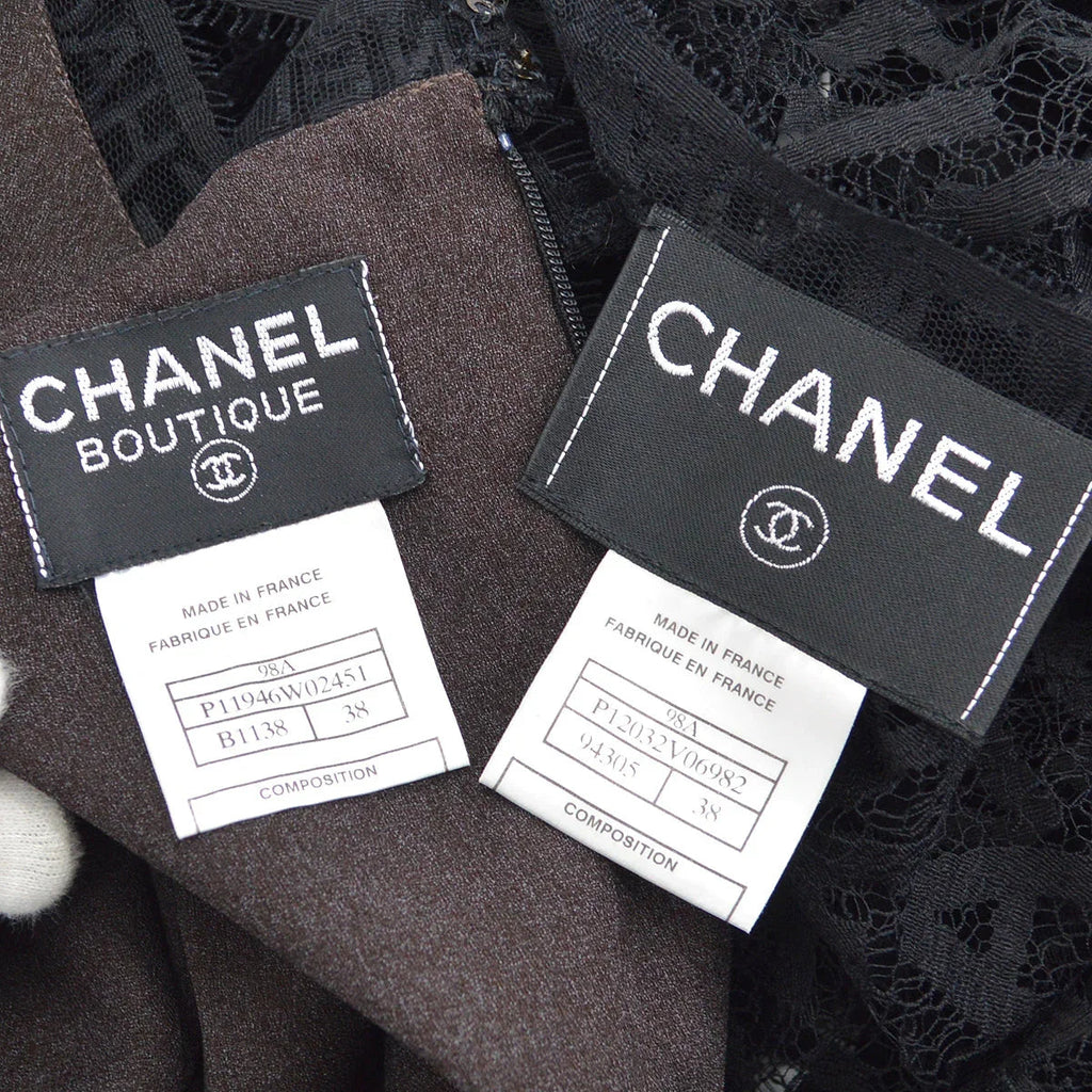 Chanel 1998 Fall logo-lettering lace dress #38