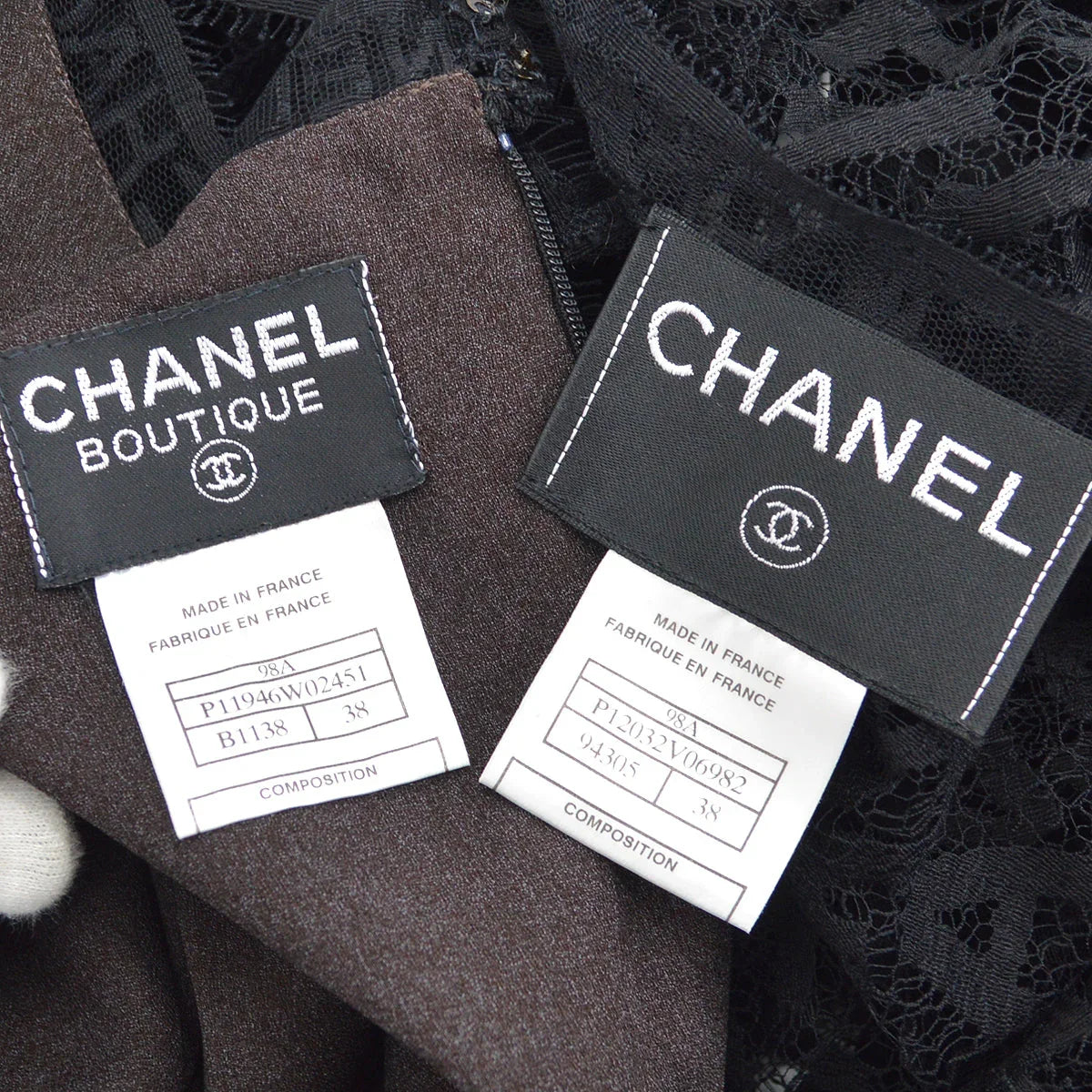 Chanel 1998 Fall logo-lettering lace dress #38