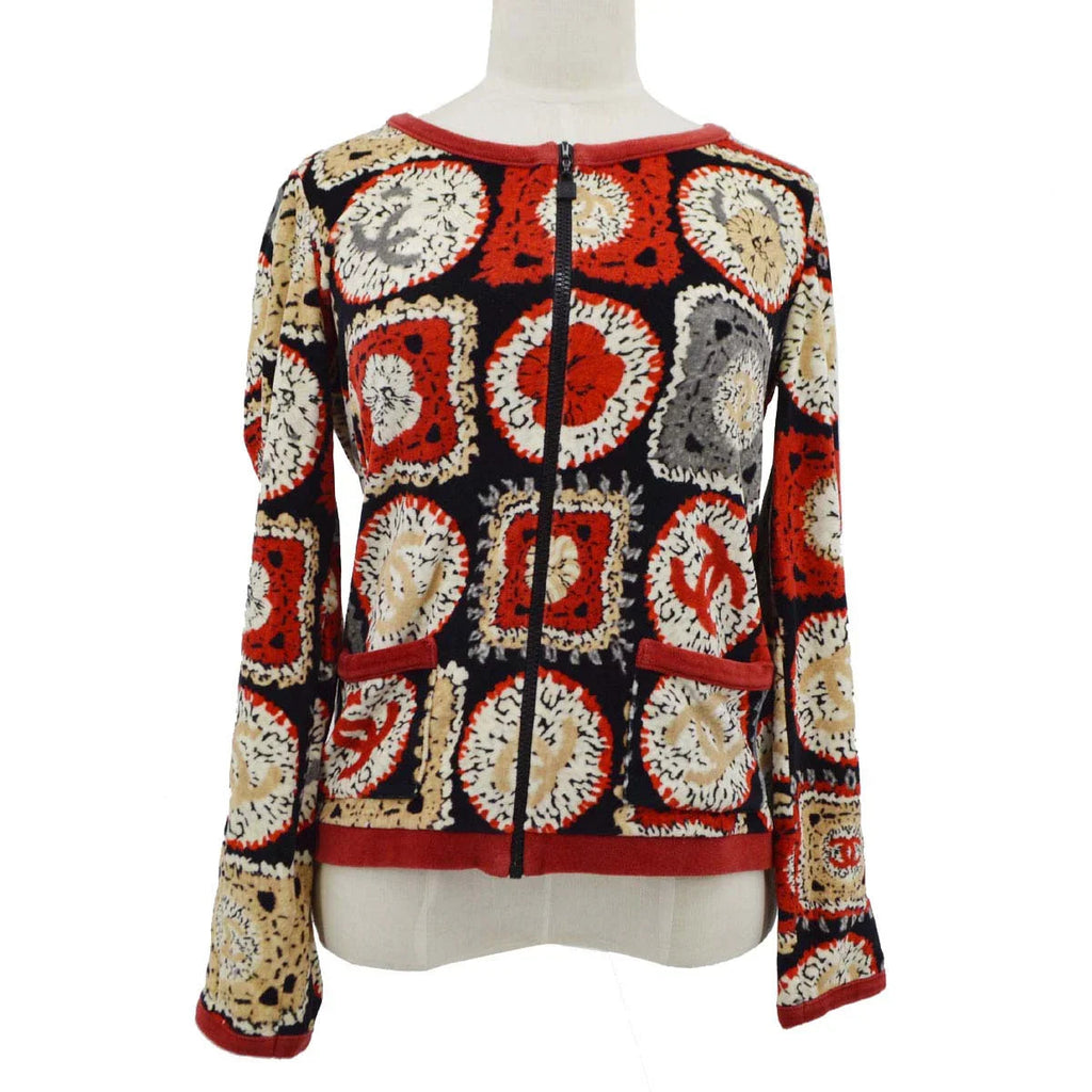 Chanel 2009 Spring Sports line patchwork print collarless jacket #40