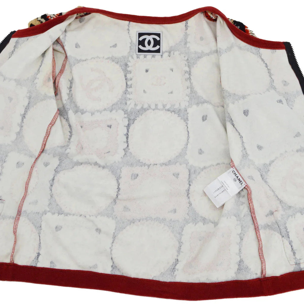 Chanel 2009 Spring Sports line patchwork print collarless jacket #40