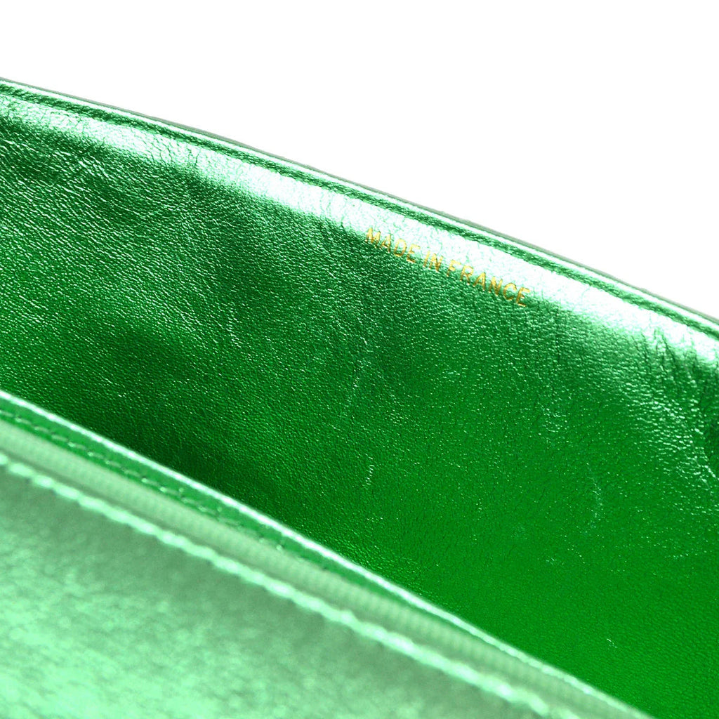 Chanel 1994 Classic Flap Handbag Medium Metallic Green Lambskin