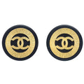 Chanel 1993 Black & Gold Button Earrings Clip-On 28