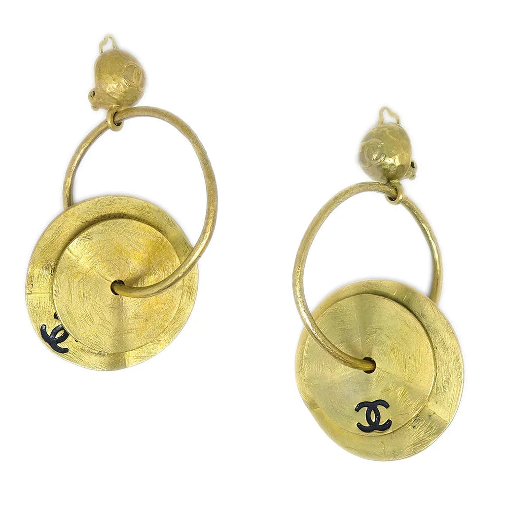 Chanel 1994 Hoop Earrings Clip-On Gold 94A