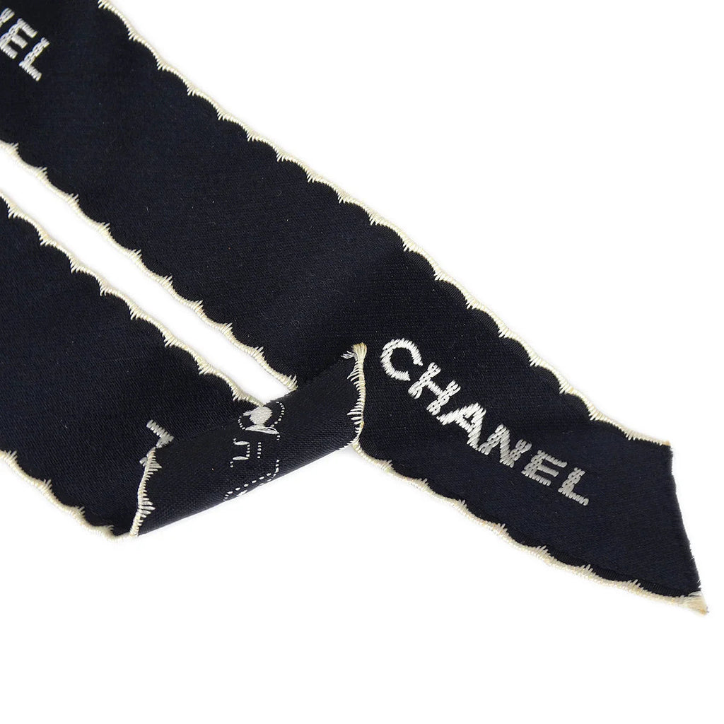 Chanel Ribbon Bow Brooch Pin Corsage Black