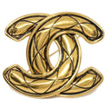 Chanel Quilted Brooch Pin Gold 1152