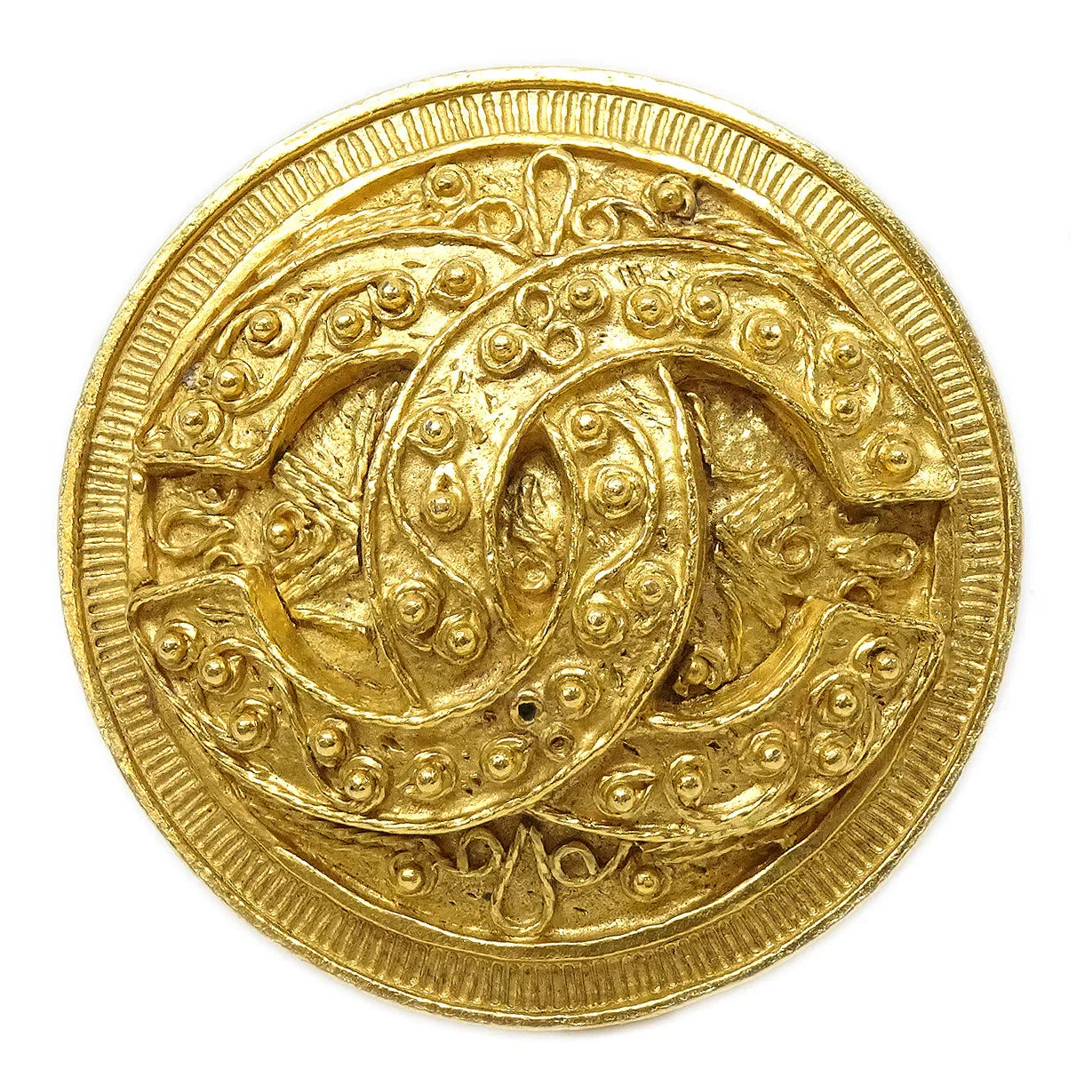 Chanel 1994 Filigree Brooch Pin Gold