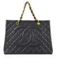Chanel 1996-1997 Chain Tote 35 Black Caviar