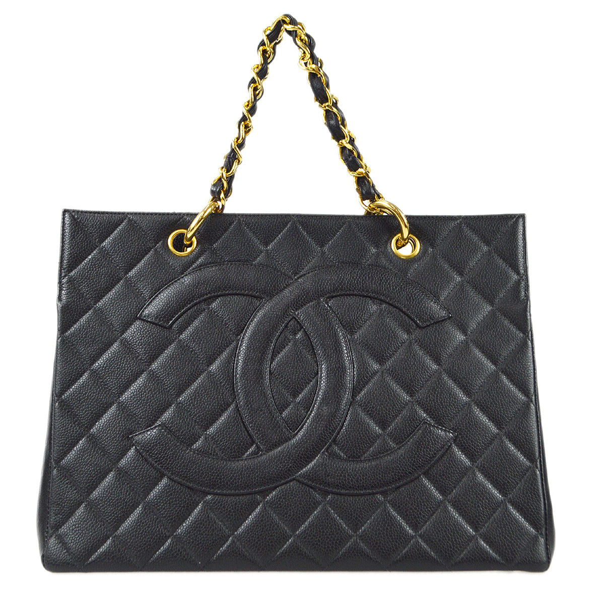 Chanel 1996-1997 Chain Tote 35 Black Caviar