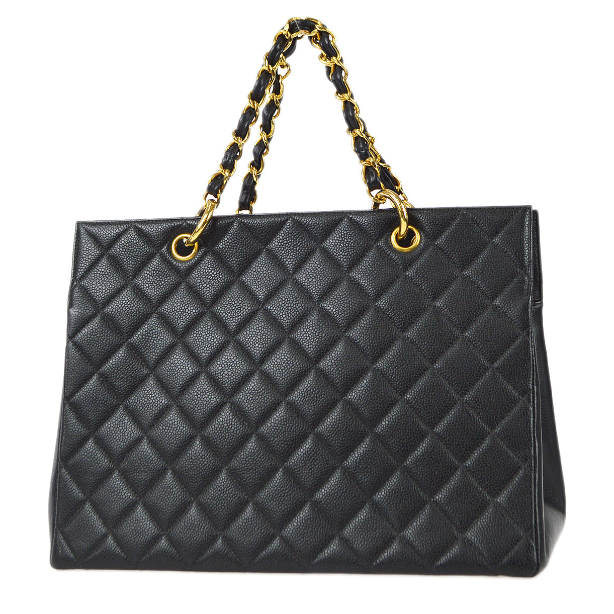 Chanel 1996-1997 Chain Tote 35 Black Caviar