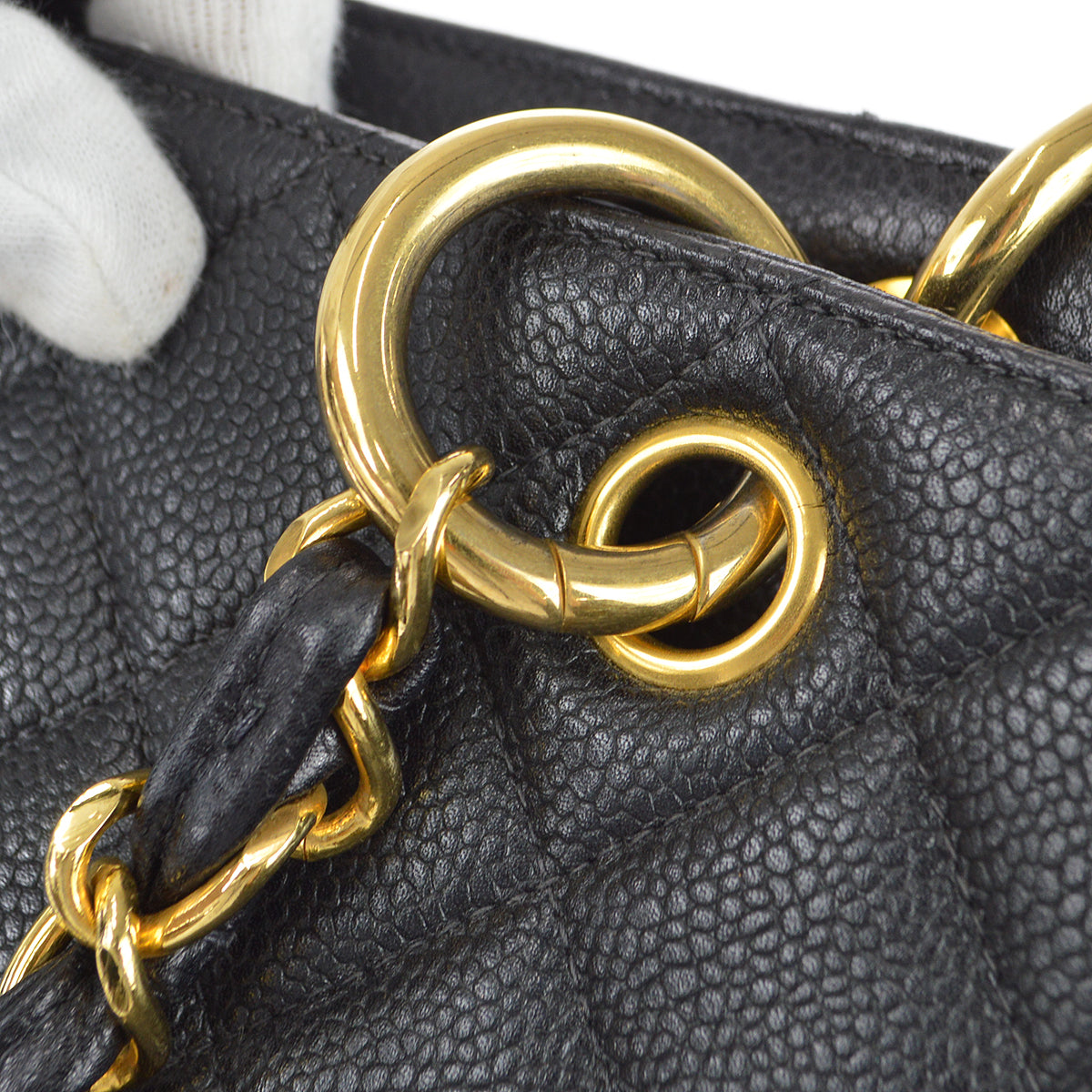 Chanel 1996-1997 Chain Tote 35 Black Caviar