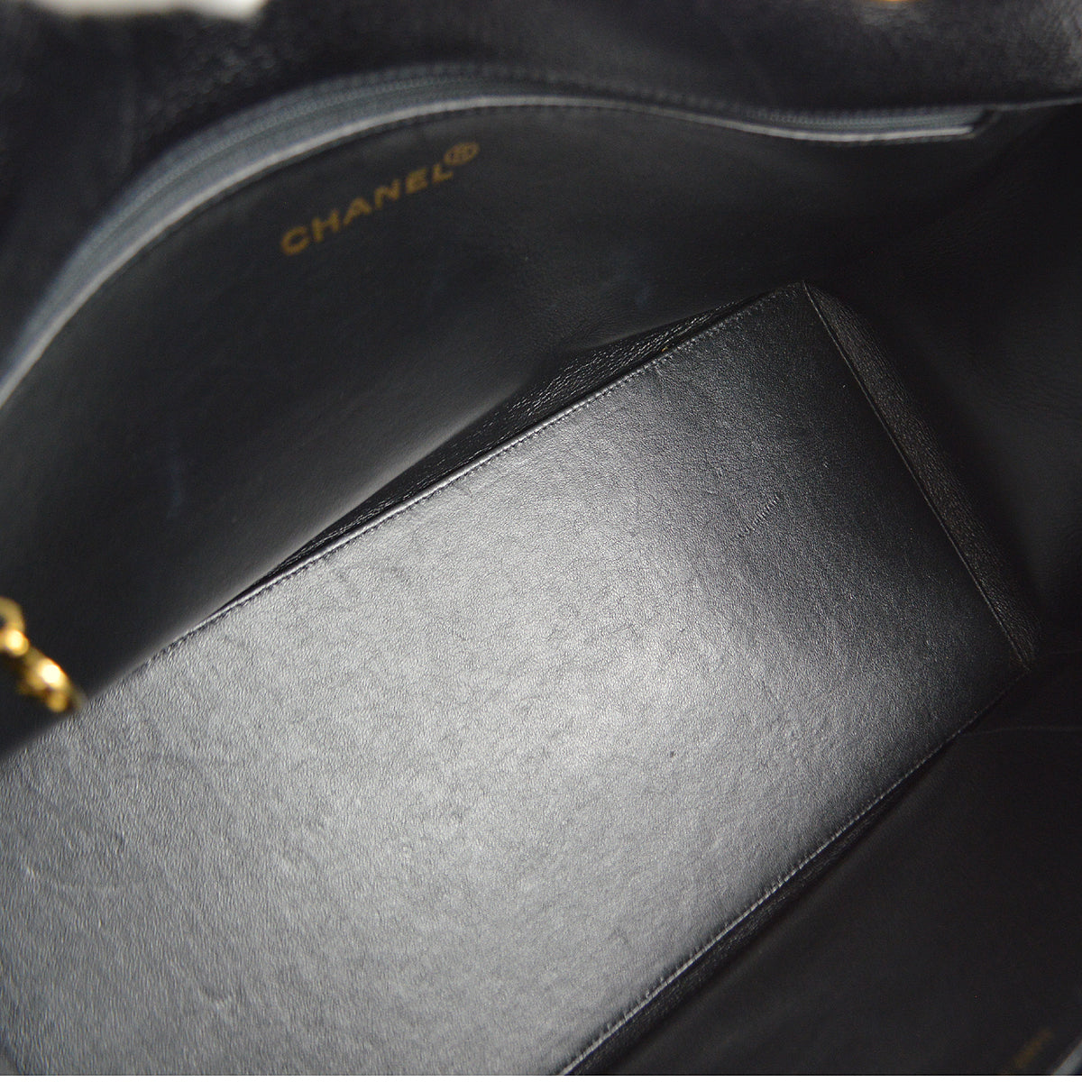 Chanel 1996-1997 Chain Tote 35 Black Caviar