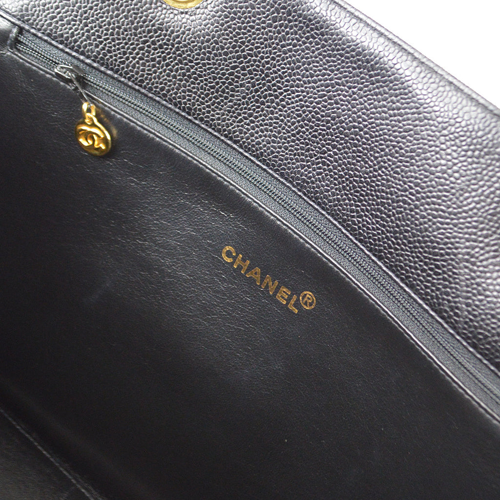 Chanel 1996-1997 Chain Tote 35 Black Caviar