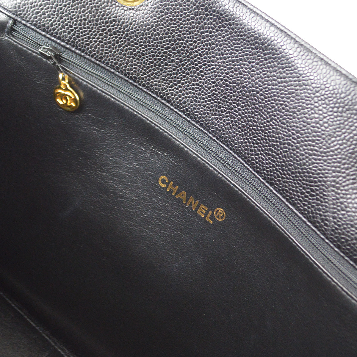 Chanel 1996-1997 Chain Tote 35 Black Caviar