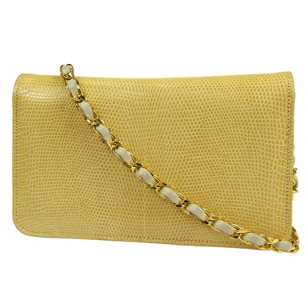 Chanel * 1986-1988 Pushlock Full Flap Mini Beige Lizard Skin