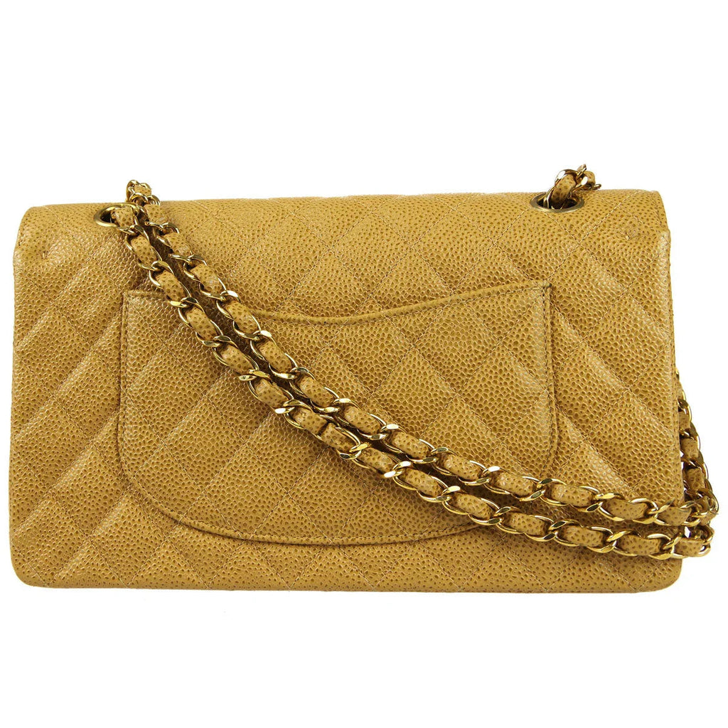 Chanel 2000-2001 Classic Double Flap Medium Beige Caviar