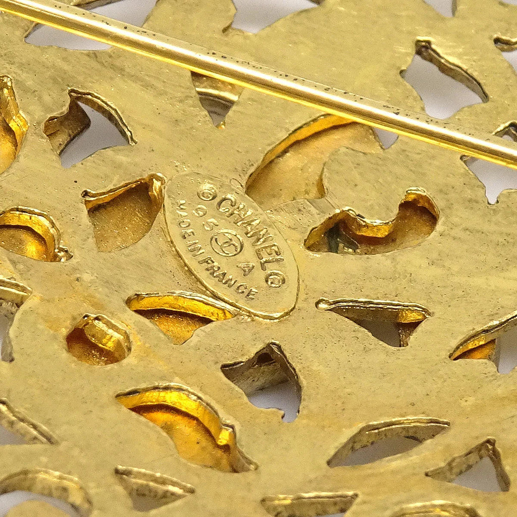 Chanel 1995 Fretwork Paisley Brooch Pin Gold 95A